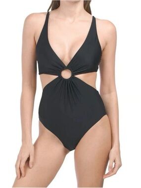 Onia Black Cutout One-Piece with Center Ring